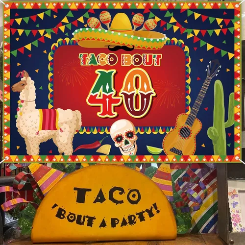 Miniatura 7 de Cartel de decoración de cactus mexicano de 4 x 6 pies, fiesta de 40 pies, fiesta de taco de fotos de cumpleaños 40, suministros de fiesta