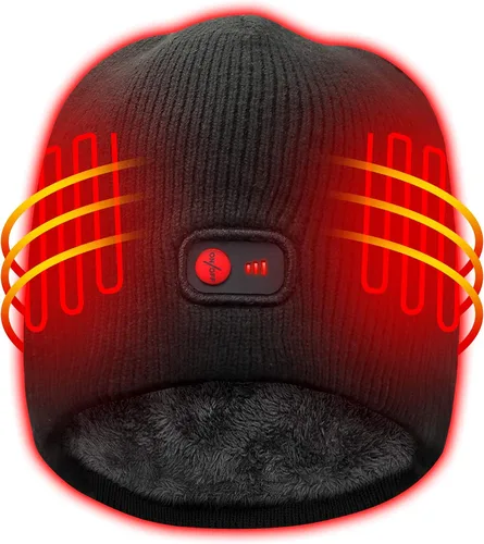 Autocastle Gorro Térmico de 7.4V para Hombres y Mujeres, Gorro Térmico con Batería Eléctrica para Invierno, Cálido, Recargable, Gorro Tipo Beanie de