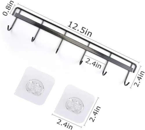 Miniatura 4 de YiZhi Paquete de 4 ganchos de pared adhesivos para riel de cocina (2 negros y 2 blancos)