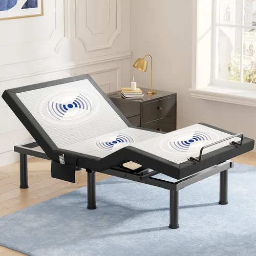 Tami Tami T600 - Base de cama ajustable tamaño individual XL con control remoto y masaje - Bases de cama eléctricas sincronizables, gravedad cero,