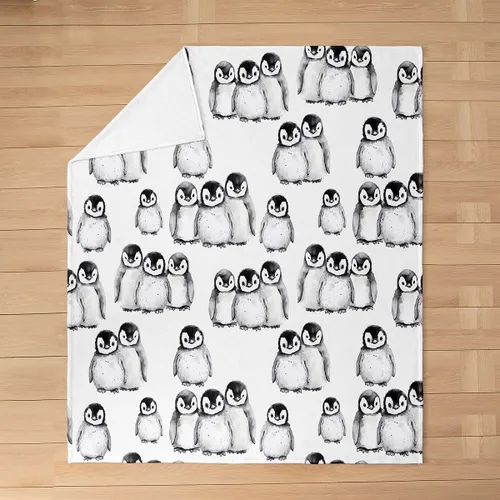 Miniatura 3 de Erosebridal Manta de pingüino de 40 x 50 pulgadas para niños y niñas, manta de franela gris blanca y negra con diseño de animales antárticos