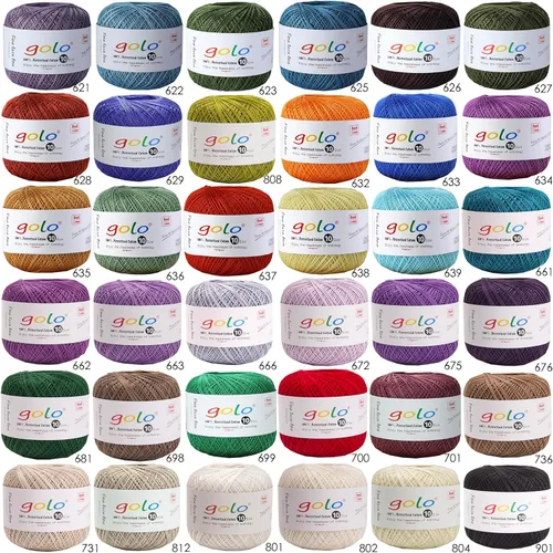 Miniatura 5 de Golo - Bolas de hilo para crochet de algodón tamaño 10, color algodón para crochet D-Fresa D078-fresa