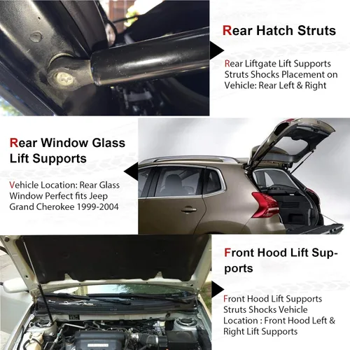 Miniatura 5 de Soportes de elevación del capó delantero puntales resortes de gas amortiguadores 4048 4699 para Jeep Grand Cherokee 1999-2004, paquete de 2