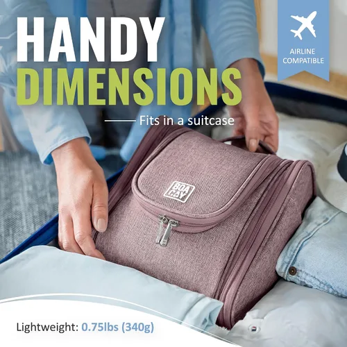Miniatura 5 de Bolsa premium de artículos de aseo personal para viaje, para hombres y mujeres, bolsa de higiene, kit organizador de baño, con soporte de banda