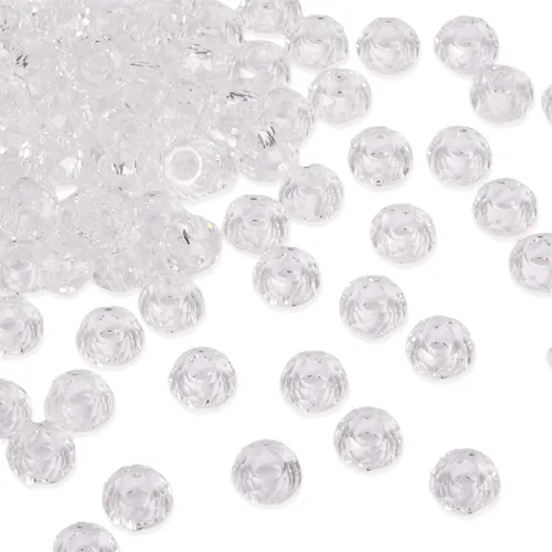 Miniatura 8 de KISSITTY - 100 cuentas europeas facetadas de vidrio transparente a granel, cuentas espaciadoras sueltas de cristal a granel, sin núcleo de metal