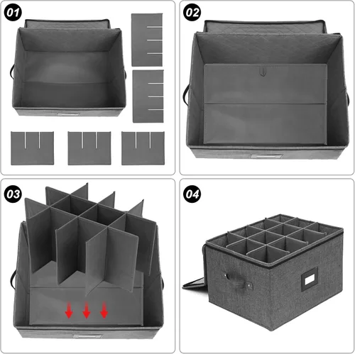 Miniatura 7 de Mayniu Contenedores de almacenamiento de copas, caja de almacenamiento de copas de vino con divisores para vasos, cristalería, cristal, cajas