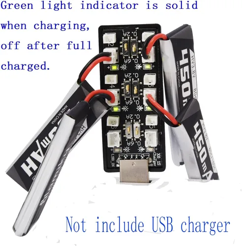 Miniatura 3 de Blomiky Paquete de 4 baterías Lipo 1S 3.8V 450mAh 80C con enchufe PH2.0 compatible con S Free Style RC Quadopter Drone / F4 4