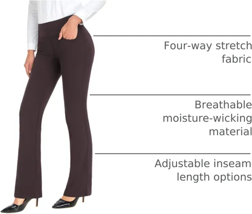 Miniatura 22 de Safort Pantalones de yoga con entrepierna de 28" 30" 32" 34"más amplios en la parte inferior para botas altas, 4 bolsillos, UPF50+