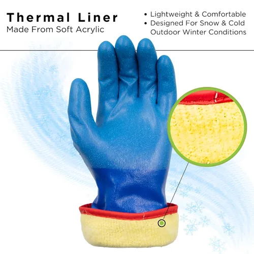 Miniatura 3 de SHOWA TEMRES 282 - Guantes de trabajo de invierno impermeables con aislamiento, revestimiento de poliuretano transpirable, forro polar térmico, alto