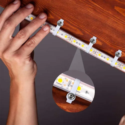 Miniatura 3 de DOERDO - 200 clips de fijación de tira de luz LED con 200 tornillos para fijación de 0.394 in de ancho, no impermeable, tira de luz LED 3528/5050
