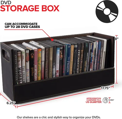 Miniatura 2 de Stock Your Home caja de almacenamiento y organizador para DVD color chocolate, para almacenamiento y organización de CD en estantes, capacidad