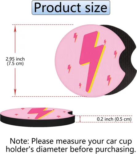 Miniatura 4 de Jupswan Portavasos para coche, absorbente, paquete de 2 unidades, diseño de rayo de goma, accesorios de decoración para mujeres, BD0822-8
