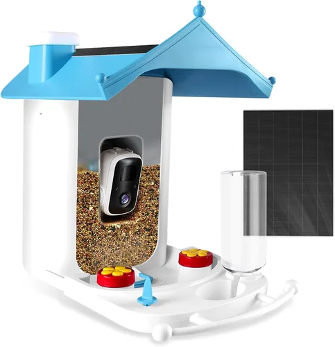 Comedero inteligente para pájaros con cámara AI para identificar especies de aves, vista en vivo, observación de aves, captura automática de videos