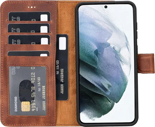 Miniatura 15 de HARDISTON Funda de piel compatible con Samsung Galaxy S22 Ultra – Funda magnética fuerte desmontable hecha a mano con tarjeteros y soporte, Negro