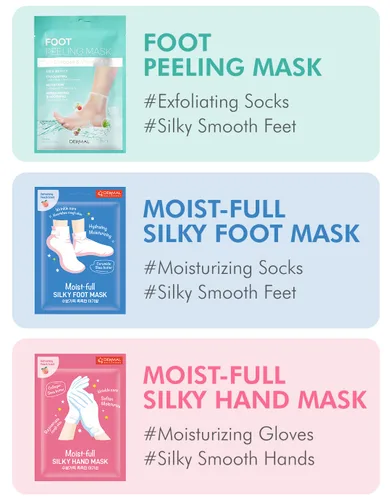 Miniatura 8 de DERMAL Moistfull - Juego de 6 calcetines sedosos para pies y guantes de mano, para pies y manos secos, tratamiento de spa en casa, probado por