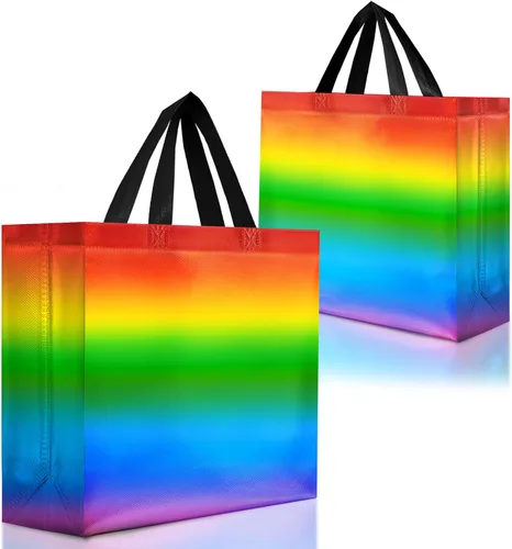 Miniatura 17 de Nush Nush Juego de 12 bolsas de regalo medianas degradadas – 4 impresionantes y brillantes bolsas de regalo reutilizables con asas – Bolsa de regalo