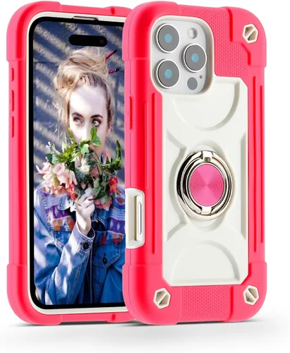 Miniatura 8 de MARKILL Funda compatible con iPhone 15 de 6.1 pulgadas con soporte integrado, [grado militar resistente de cuerpo completo] protección contra Rosa