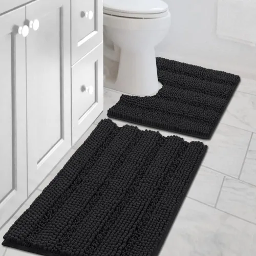Miniatura 19 de H.VERSAILTEX - Alfombras de baño, juego de 2 piezas, alfombra de contorno para baño, juego de alfombras para inodoro, alfombra antideslizante