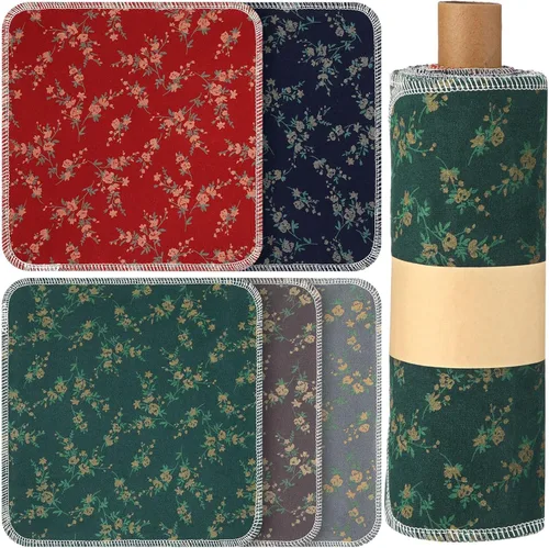 VitalCozy 25 toallas de papel reutilizables de algodón reutilizables, absorbentes y lavables, con rollo de paños de cocina para cocina (flor de