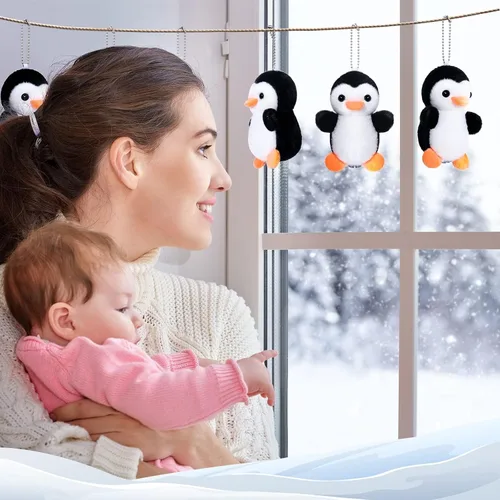 Miniatura 6 de Skylety 8 Piezas Mini Animales de Peluche de Pingüino de 4 Pulgadas a Granel Llaveros de Peluche de Pingüino para Regalos de Favor de Fiesta de Negro