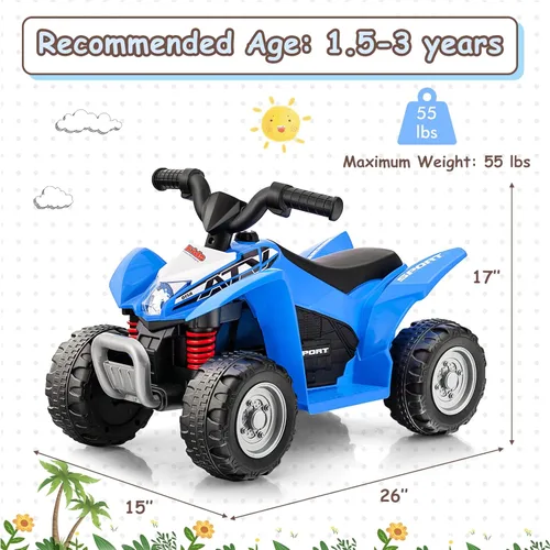 Miniatura 7 de OLAKIDS Cuatrimoto para niños, vehículo eléctrico de 6 V para niños pequeños, coche de juguete motorizado de 4 ruedas con batería para niños y niñas