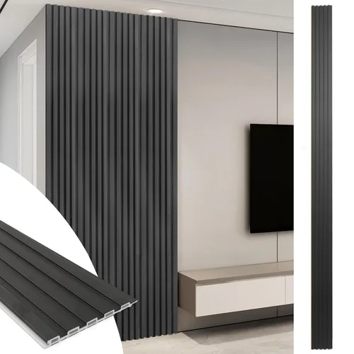 Miniatura 11 de Art3d WPC Paneles de Revestimiento, Paquete de 16 de 48 x 6 Pulgadas Acentos de Pared 3D para Decoración de Pared Interior, Sala de Estar, Negro