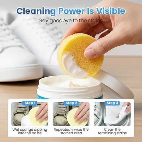 Miniatura 4 de Crema limpiadora de zapatos blanca, no se lava, con esponja para zapatillas de cuero, suela que elimina la suciedad