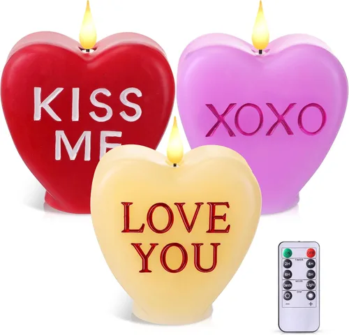 Miniatura 11 de Retisee 2 velas LED en forma de corazón sin llama para el día de San Valentín, velas románticas de colección de San Valentín, decoración romántica