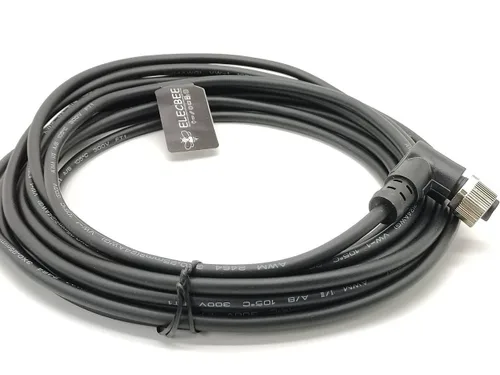 Miniatura 2 de Elecbee Conector M12 A-Code Cable sobremoldeado de ángulo recto de cabeza hembra única (cable de 3 pines de 16.4 ft/16.4 pies)