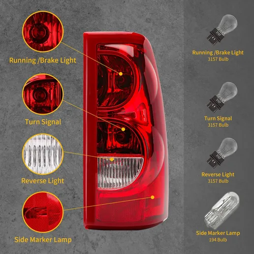 Miniatura 3 de Conjunto de luces traseras compatibles con Chevy Silverado 1500 2500 3500 de 2003 2004 2005 2006, lámparas de freno traseras de repuesto