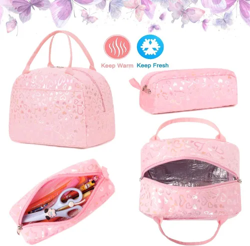 Miniatura 57 de Juego de mochila para niñas y adolescentes, mochila escolar para niños con bolsa para el almuerzo, estuche para lápices, mochilas escolares