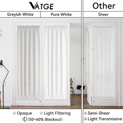 Miniatura 4 de Vatge - Cortinas autoadhesivas para puerta francesa, tratamiento de ventana con filtro de luz sin varillas ni perforaciones para puertas de cristal