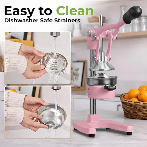 Miniatura 5 de Zulay Kitchen Exprimidor de hierro fundido, exprimidor manual resistente con coladores desmontables para una fácil limpieza, prensa de jugo