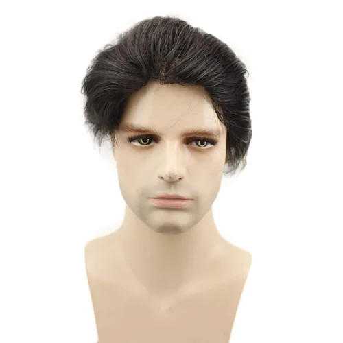 Miniatura 3 de Tupé para hombre de 10 x 8 pulgadas, base de poliuretano, 0.002 in, piel fina súper suave, 100% cabello humano virgen europeo, para hombres, sistema