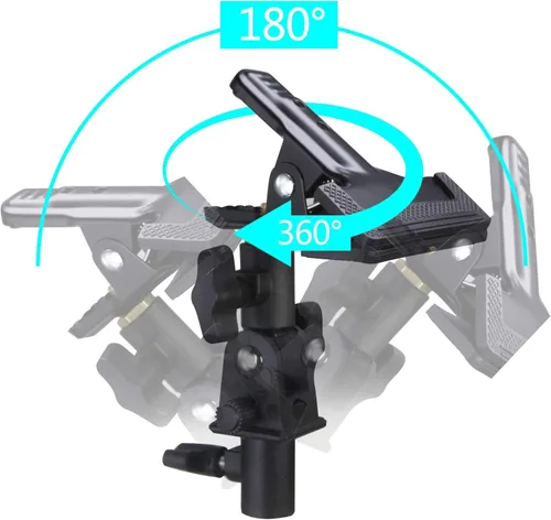 Miniatura 3 de WELLAMKING - 2 soportes para reflector de estudio fotográfico, soporte de abrazadera de metal resistente de rotación de 180 grados con adaptador