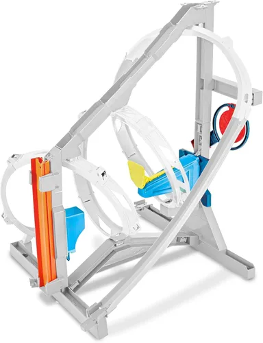 Miniatura 5 de Hot Wheels Juego de pistas de coche de juguete, kit de torsión de sacacorchos ilimitado y vehículo a escala 1:64, 2 formas de correr, se conecta a