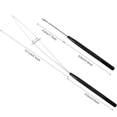Miniatura 6 de NEWISHTOOL Kit de herramientas de extensión de cabello de acero inoxidable, gancho para tirar de aguja de bucle y enhebrador, dispositivo de cuentas