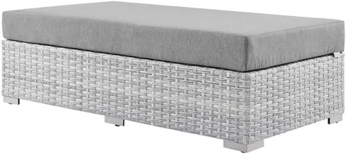 Miniatura 10 de Modway Convene - Otomana rectangular de mimbre para patio al aire libre, color gris claro