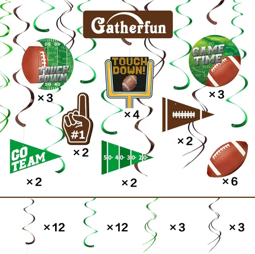 Miniatura 2 de 30 Piezas de Decoraciones de Fiesta de Fútbol Adorno Colgante en Espiral para Fiesta de Cumpleaños de Fútbol, Día de Juego de Fútbol, Fiesta