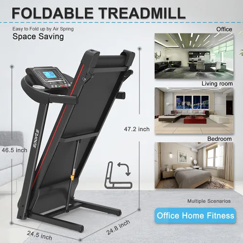 Miniatura 5 de Caminadora plegable con inclinación, máquina eléctrica para caminar, pantalla LCD de 5 pulgadas, música Bluetooth, capacidad de 250 libras