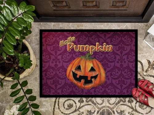 Miniatura 3 de Caroline's Treasures SB3017JMAT - Felpudo de Halloween con texto en inglés "Hello Pumpkin", tapete de 24 x 36 pulgadas para puerta delantera