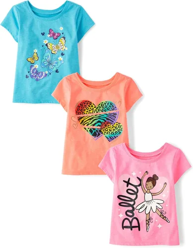 Miniatura 6 de The Children's Place Camisetas estampadas de manga corta para bebés y niñas pequeñas, con diseño de unicornios y mariposas, a la moda, paquete de 3