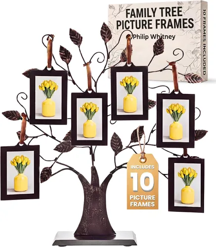 Miniatura 7 de Klikel Bronce Árbol genealógico de la vida Centerpiece pantalla con 4 marcos de foto colgantes, 13 pulgadas de ancho, mediano