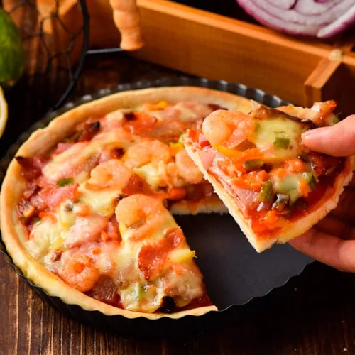 Miniatura 4 de Sartén para tartas de 10 pulgadas con parte inferior extraíble, antiadherente, estriada, para quiche, para hornear, pizza, fruta, mousse, postre