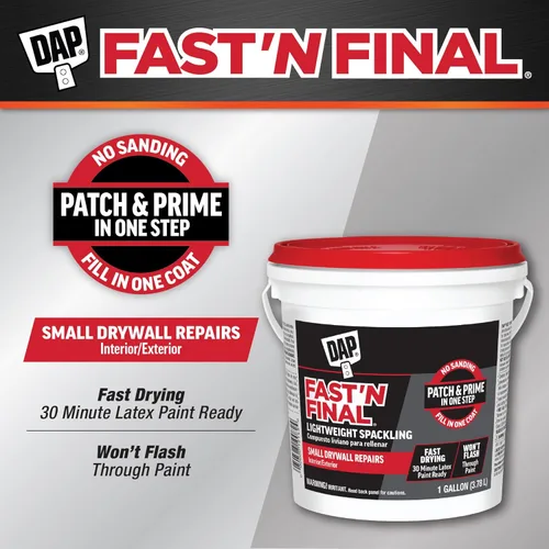 Miniatura 2 de Dap 12140 Fast N Final Masilla selladora para interiores o exteriores, de 1/2 pinta., 12143