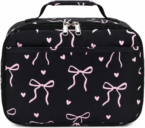 LEDAOU Lunch Box Kids Boys Girls Cute Insulated Lunch Box Reusable Lunch Bag Meals Tote Lunchbox for School Picnic Travel (Bow Tie Black)