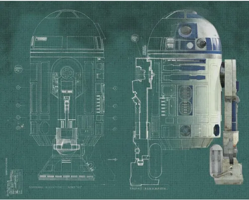RoomMates JL1402M Star Wars R2-D2 - Mural de pared extraíble en aerosol y barra, 7.5 pies x 6 pies