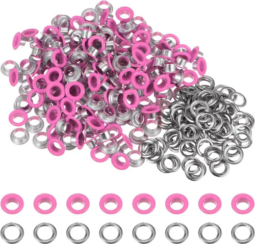 Miniatura 58 de HARFINGTON Juego de 200 ojales redondos de color de 0.394 pulgadas, ojales metálicos con arandelas para álbumes de recortes, zapatos, ropa, lona