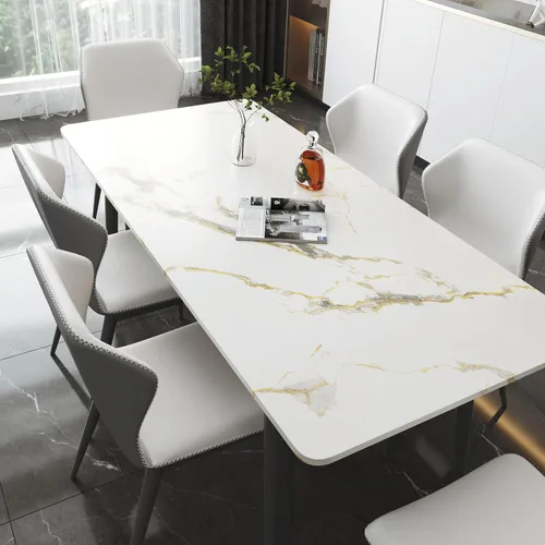 Miniatura 8 de LACHEERY Papel tapiz grueso de mármol blanco para despegar y pegar, papel tapiz blanco y dorado para cocina, papel de pared para encimera, papel