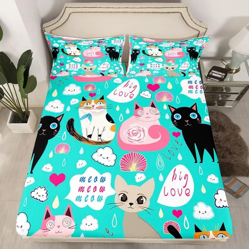 Miniatura 8 de Juego de ropa de cama ajustable con diseño de notas musicales rojo y azul, juego de sábanas para niños, mujeres y hombres, decoración de habitación